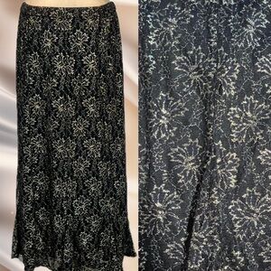 VINTAGE metallic gold floral‎ skirt long maxi elastic pull on waist y2k glam